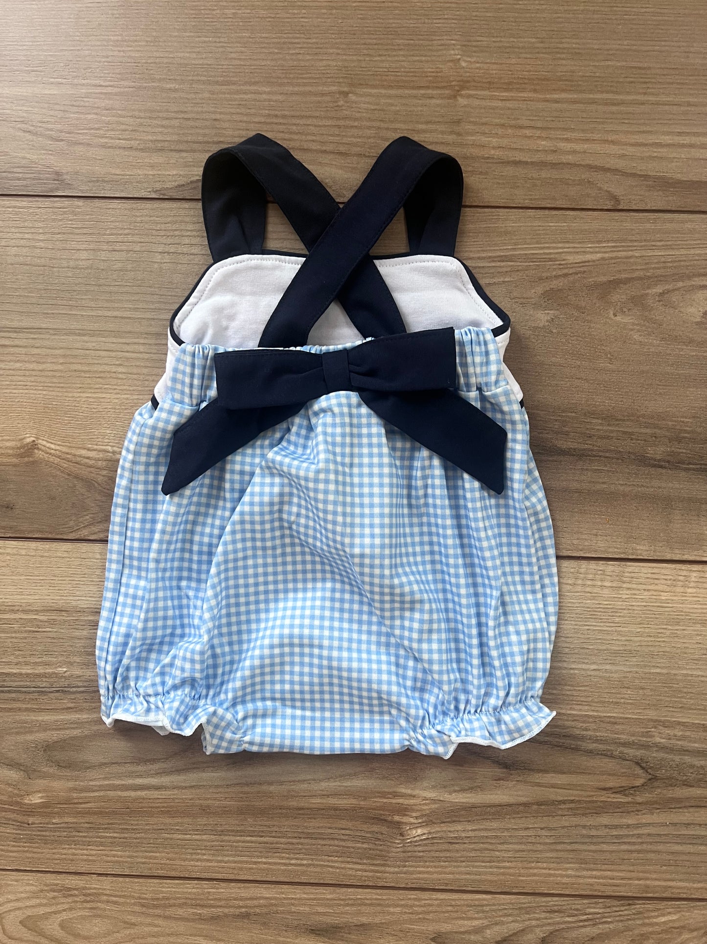 Blue Gingham Fourth of July Bubble