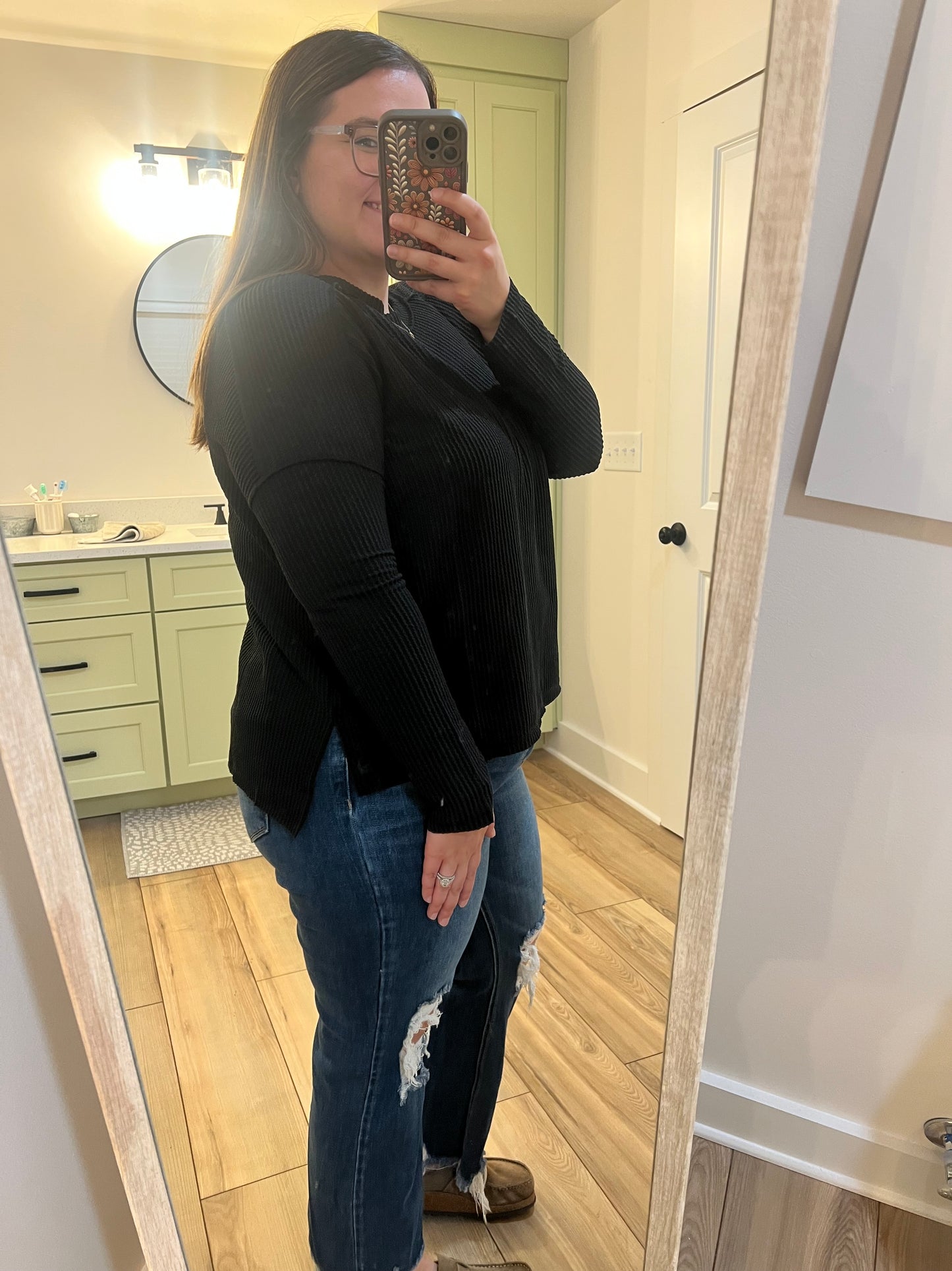 Zenana Raised Ribbed Long Sleeve Top