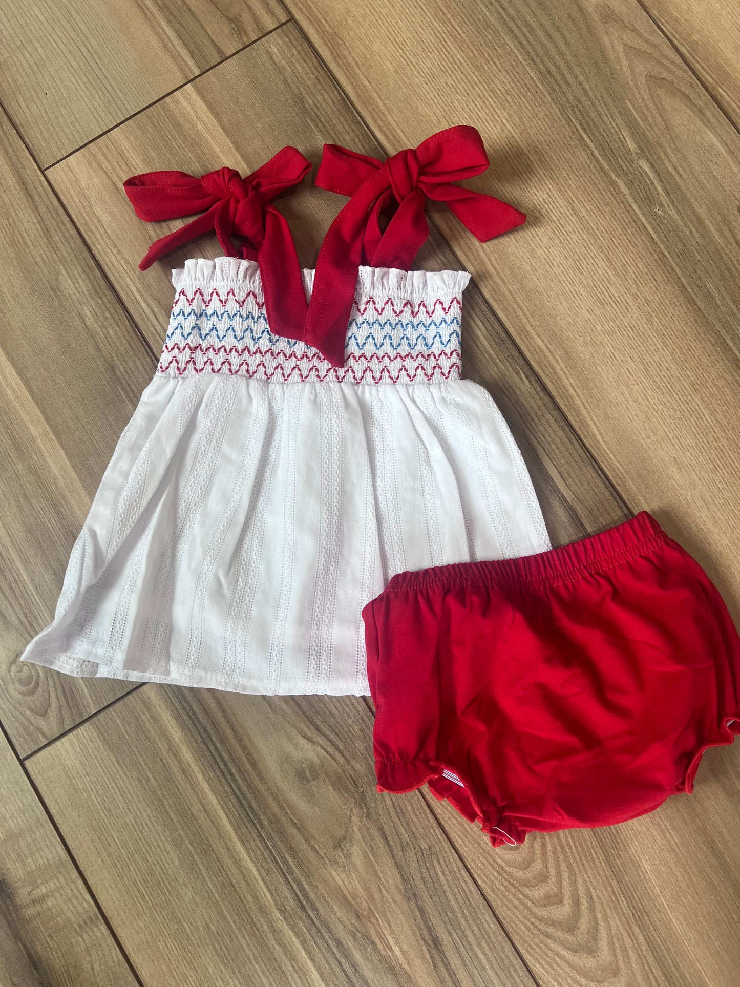 Red, White & Blue Smocked Bloomer Set