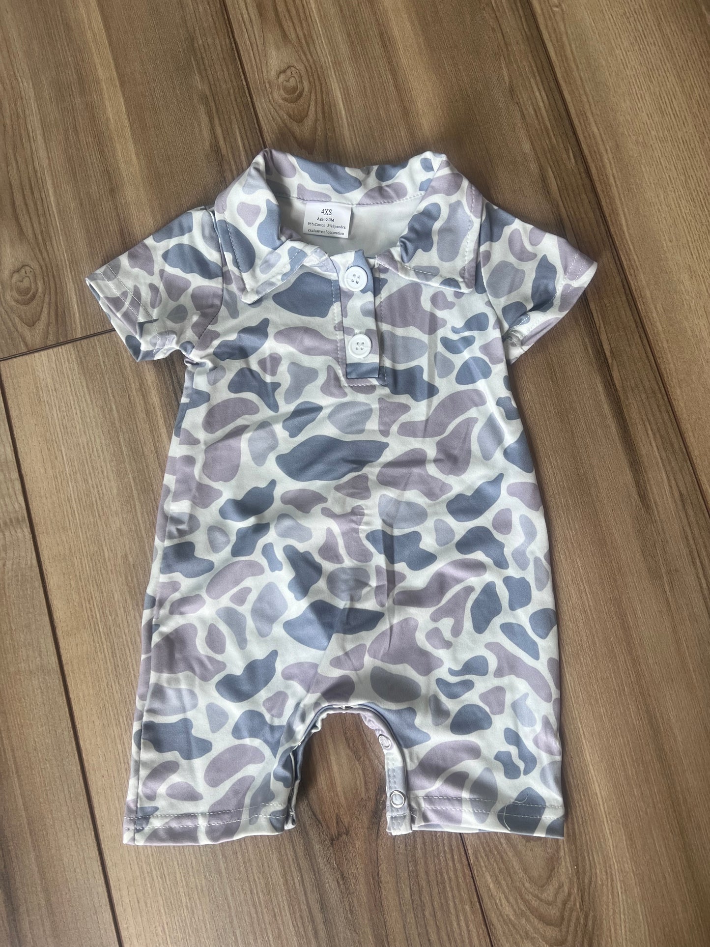 Baby Boy Grey Camo Romper