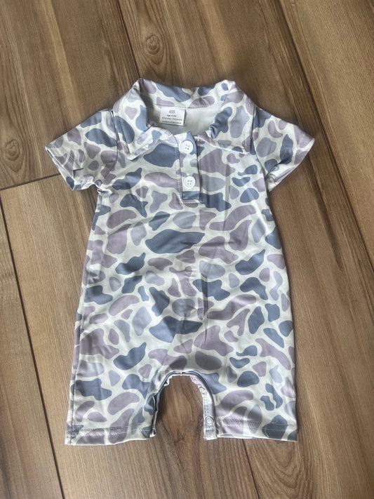 Baby Boy Grey Camo Romper