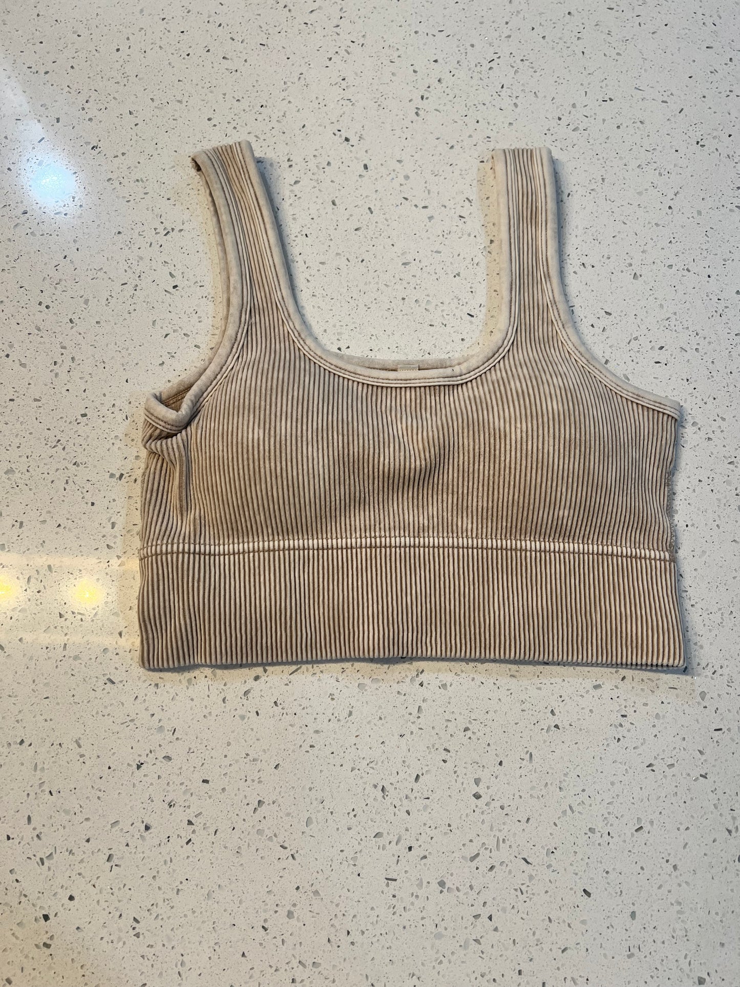 Zenana Washed Ribbed Seamless Bra w/Pad