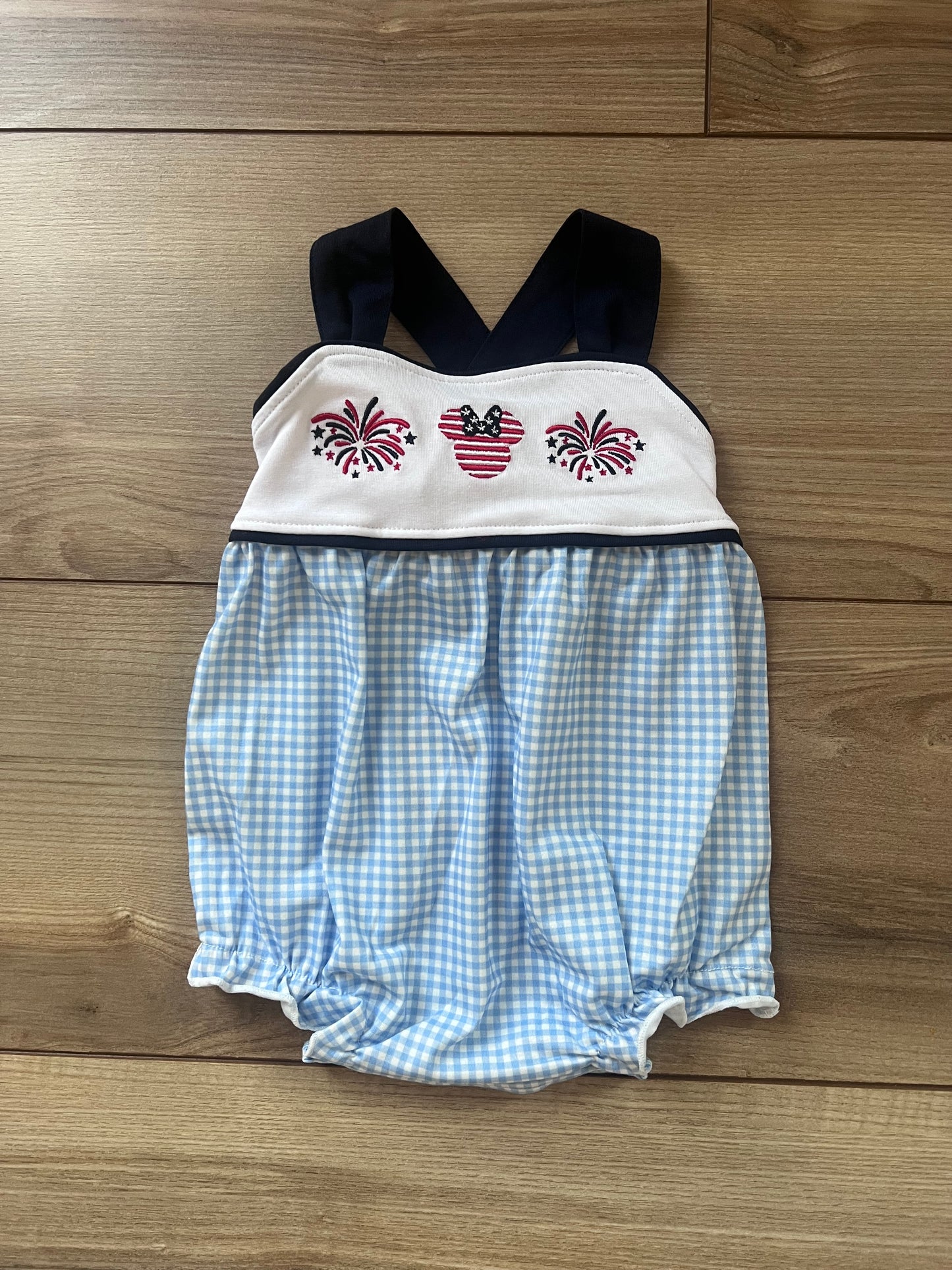 Blue Gingham Fourth of July Bubble
