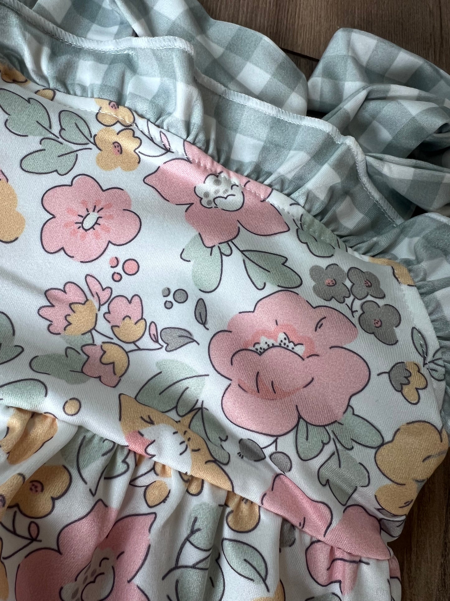 Baby Girl Gingham Flower Bubble