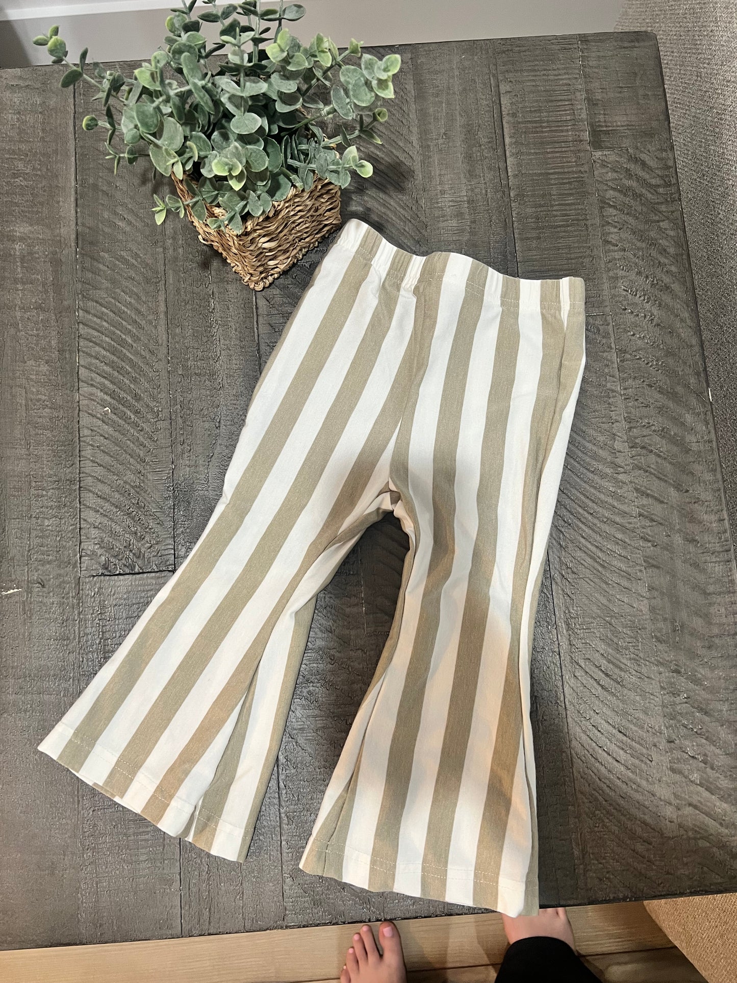 Tan Striped Boho Baby Bell Bottoms