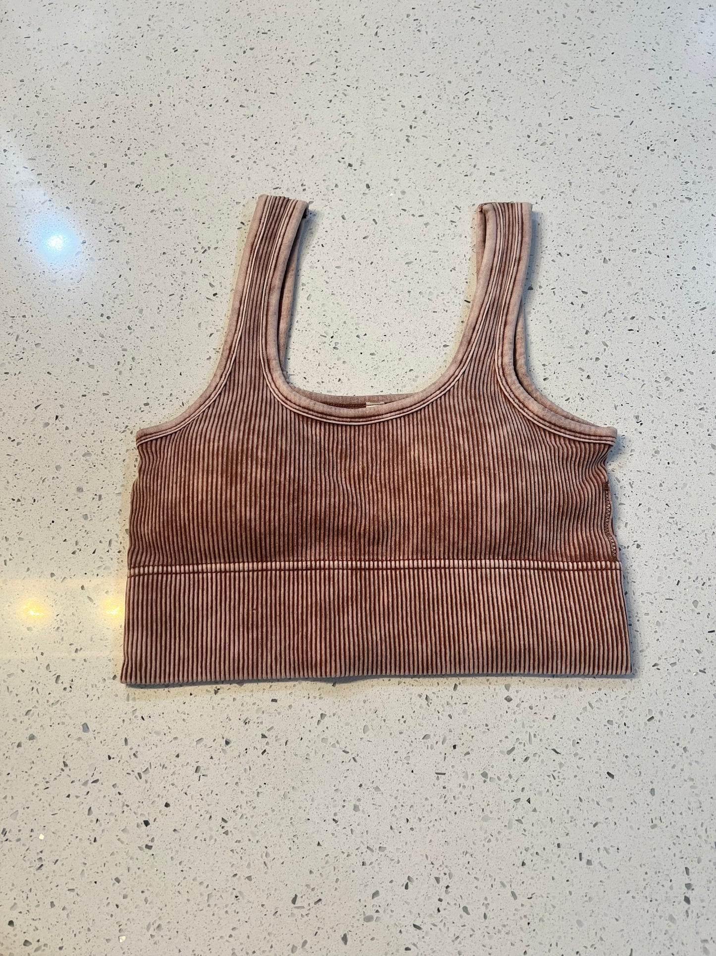 Zenana Washed Ribbed Seamless Bra w/Pad