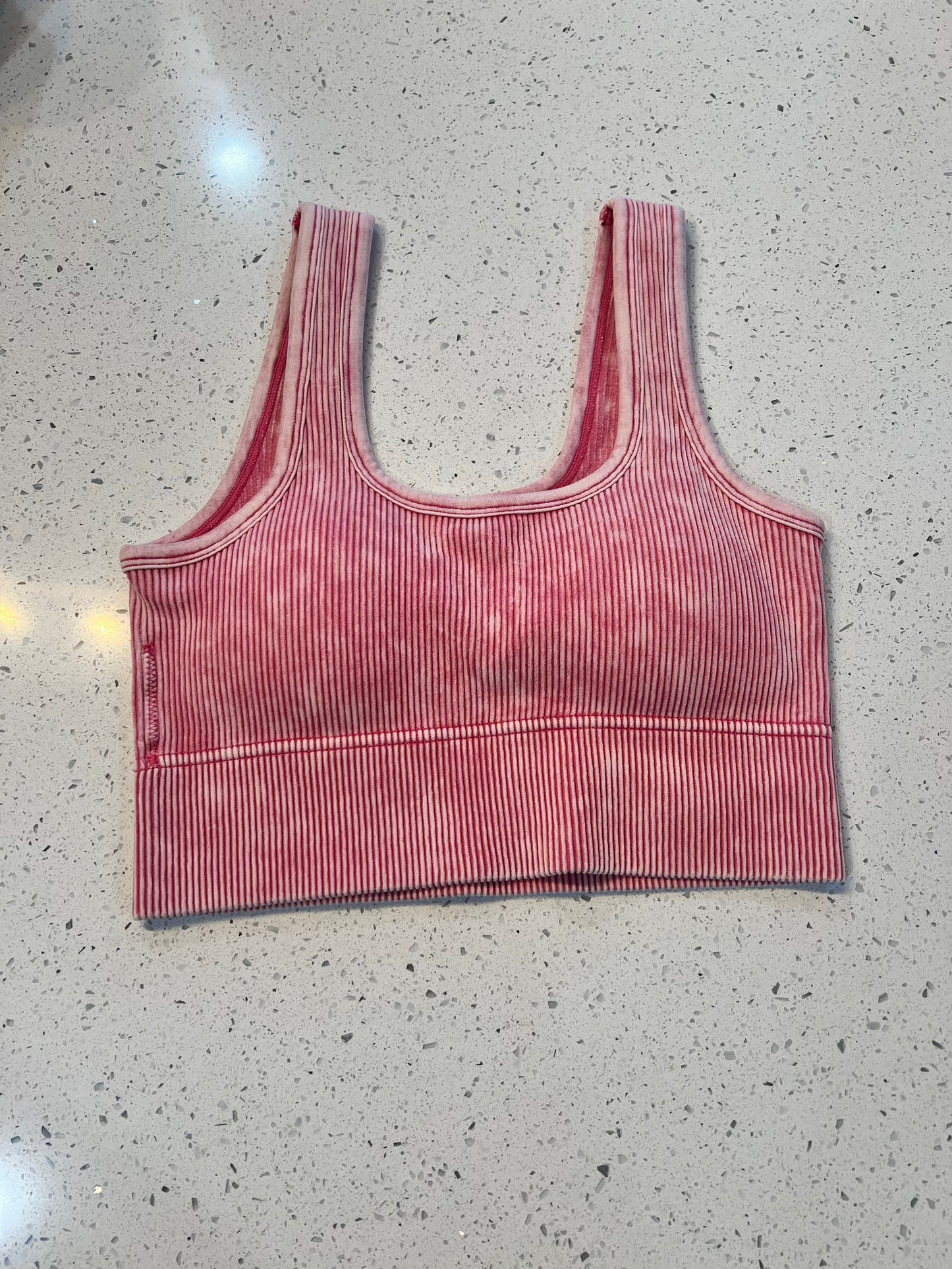 Zenana Washed Ribbed Seamless Bra w/Pad