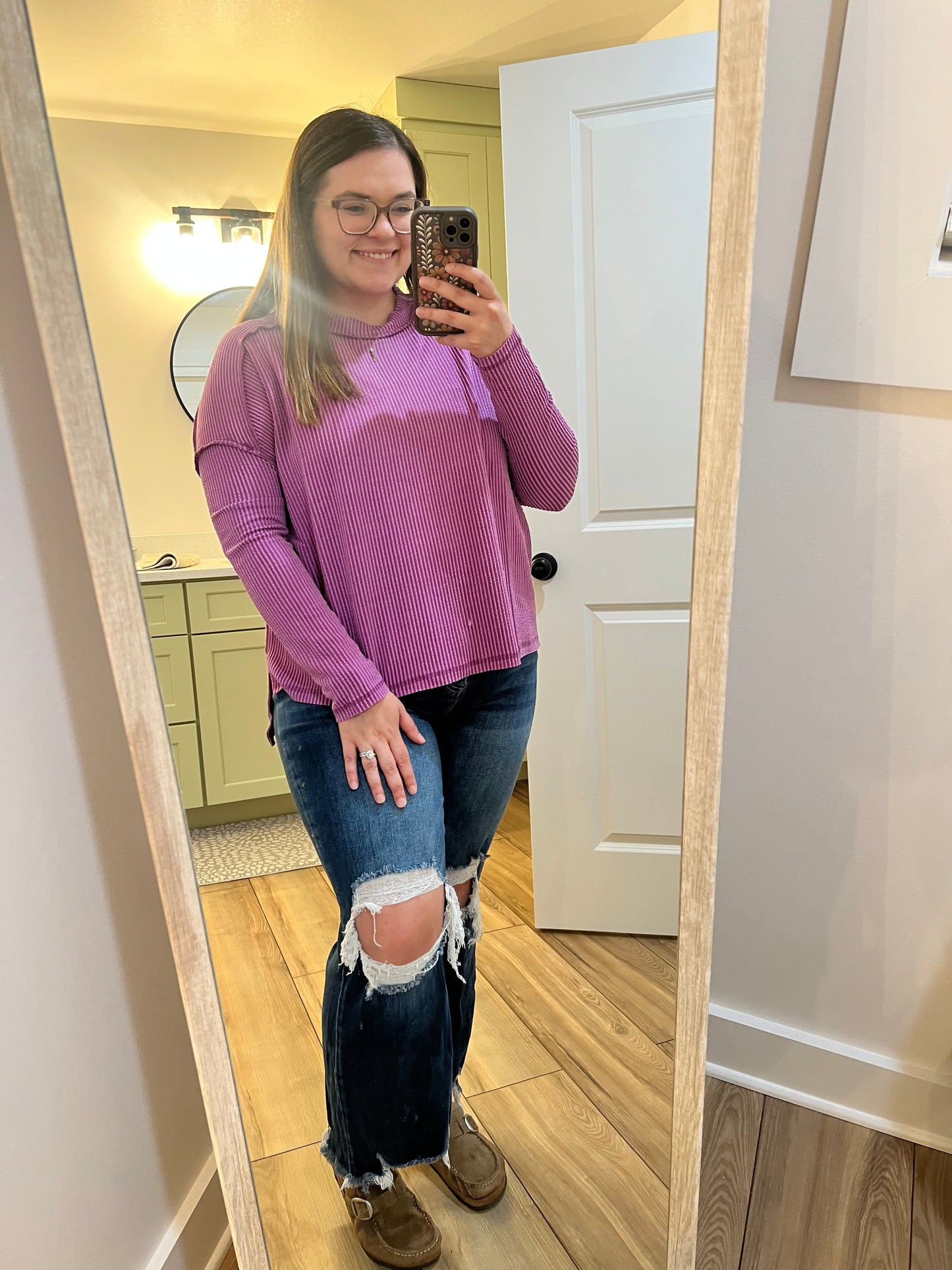 Zenana Raised Ribbed Long Sleeve Top