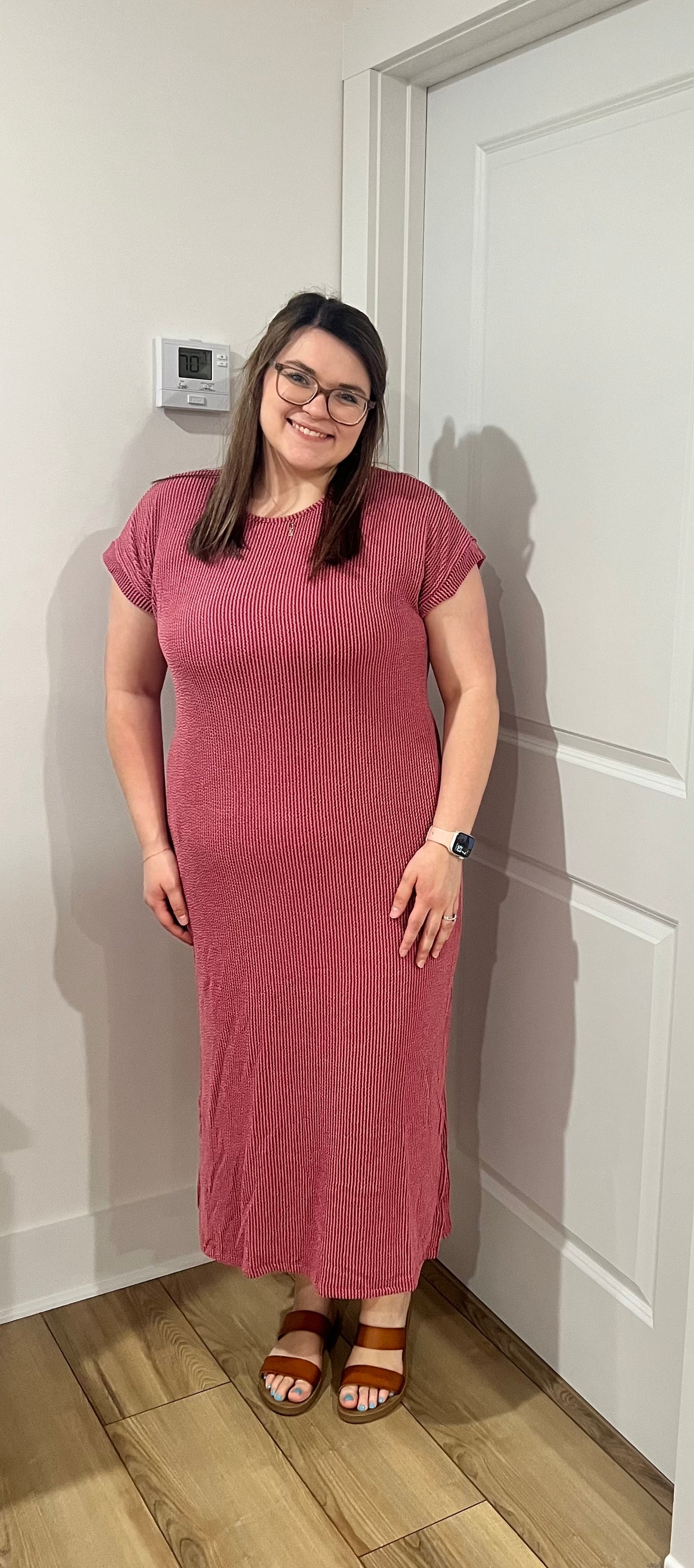 Mauve Urban Ribbed Knit Midi Dress