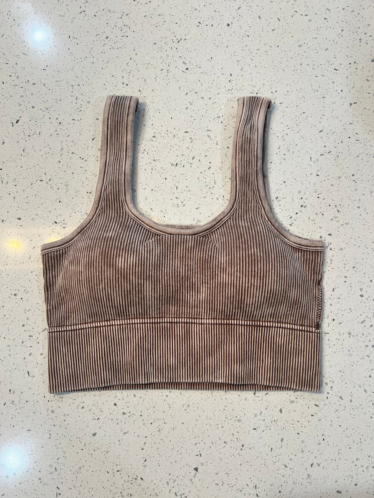 Zenana Washed Ribbed Seamless Bra w/Pad