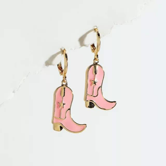 Pink or White Boot Scootin Earrings