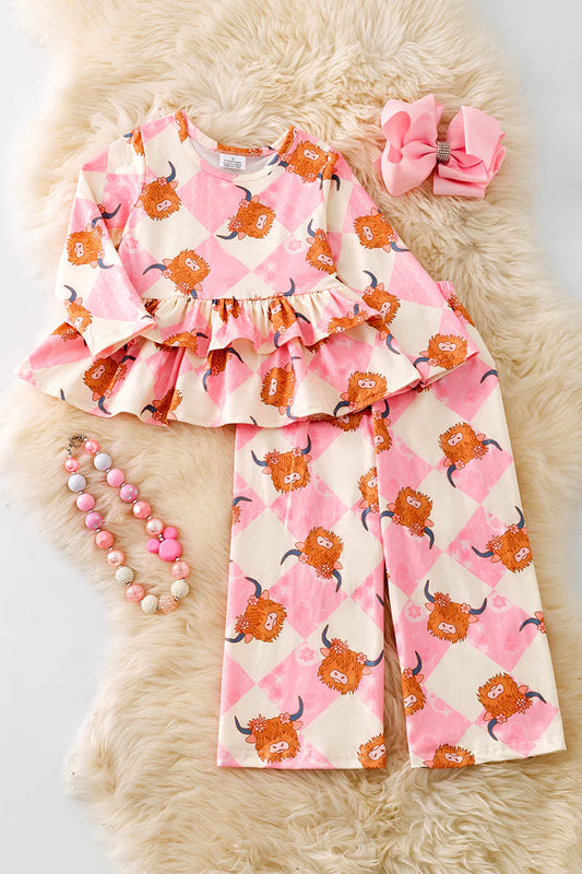 Highland Cow Ruffle Tunic Set