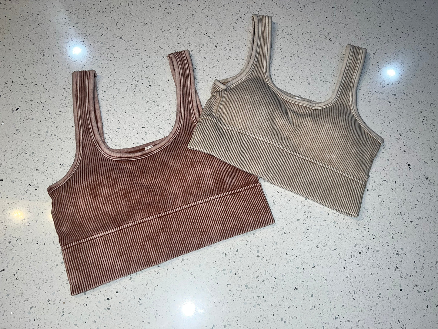 Zenana Washed Ribbed Seamless Bra w/Pad