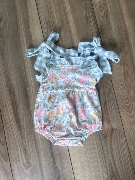 Baby Girl Gingham Flower Bubble